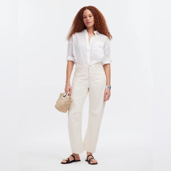 NEW Madewell The Darted Barrel-Leg Vintage Canvas 100% Cotton Jeans Size 29 - Picture 2 of 13